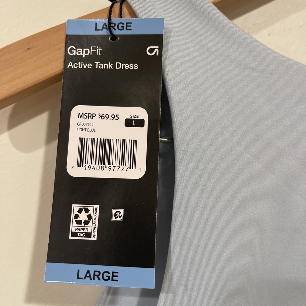 NWT Tank Dress pastel blue Sz L athleisure workout pickleball tennis pocket - Picture 5 of 9